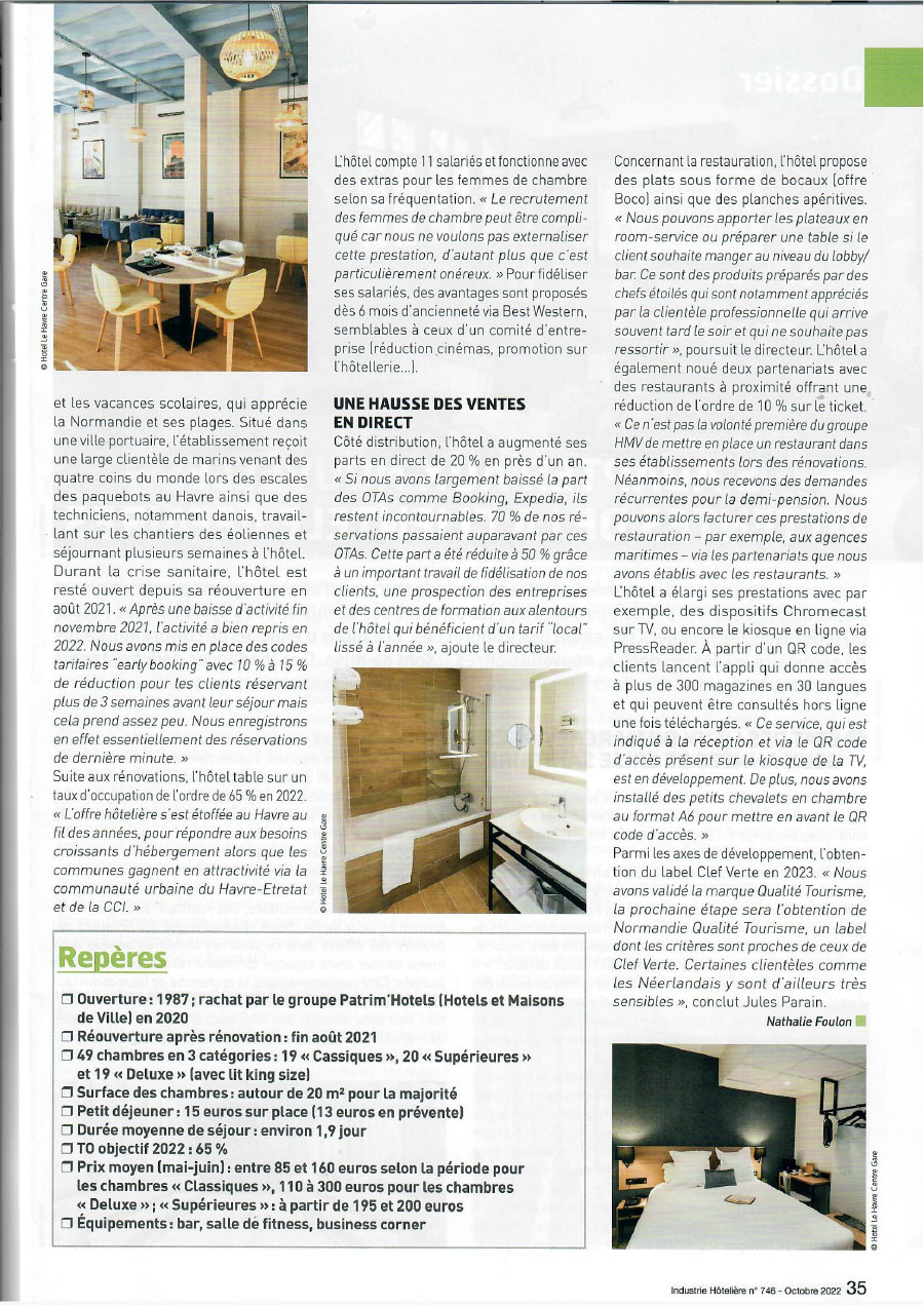 Article Best Western Le Havre centre gare